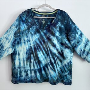 4X 3/4 Sleeve V-Neck T, Light in Deep Water