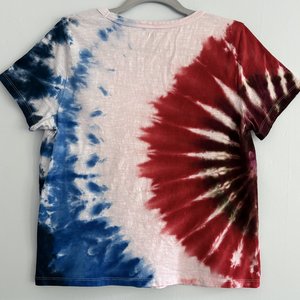 S (M) Petite V-neck Ladies T-Shirt, Red White, & Blue