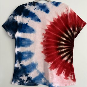 L Ladies V-neck T-Shirt, Red White, & Blue