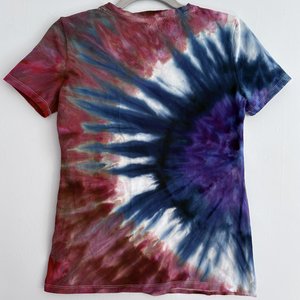 XS Ladies V-Neck T-Shirt, Red White, & Blue Splash
