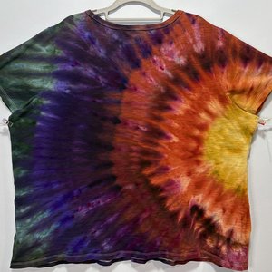 XXL (Tall) Ladies V-Neck T-Shirt, Sunset Rainbow Splash