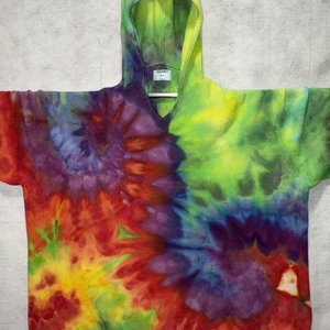 XXXL Tall Beach Knit Hoodie, Rainbow Swirl