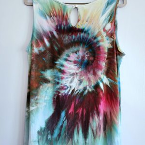 L Rayon Button Back Ladies Tank Top, Swirl