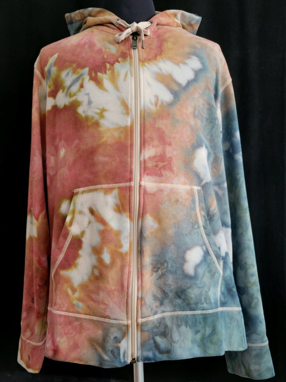 XL French Terry Zip-Up Hoodie, Weathered Watercolor