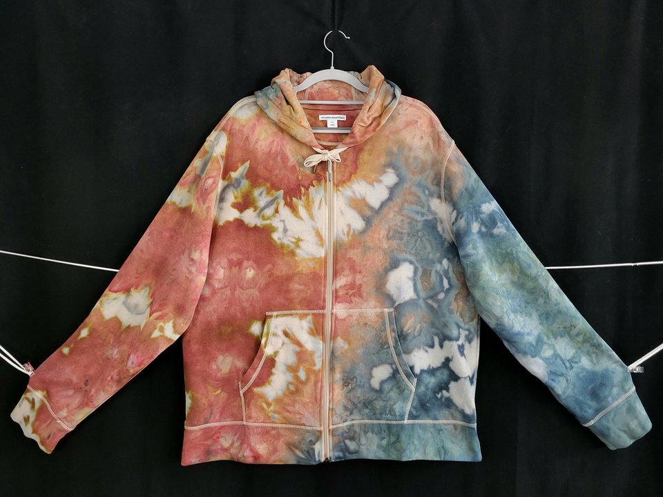 XL French Terry Zip-Up Hoodie, Weathered Watercolor