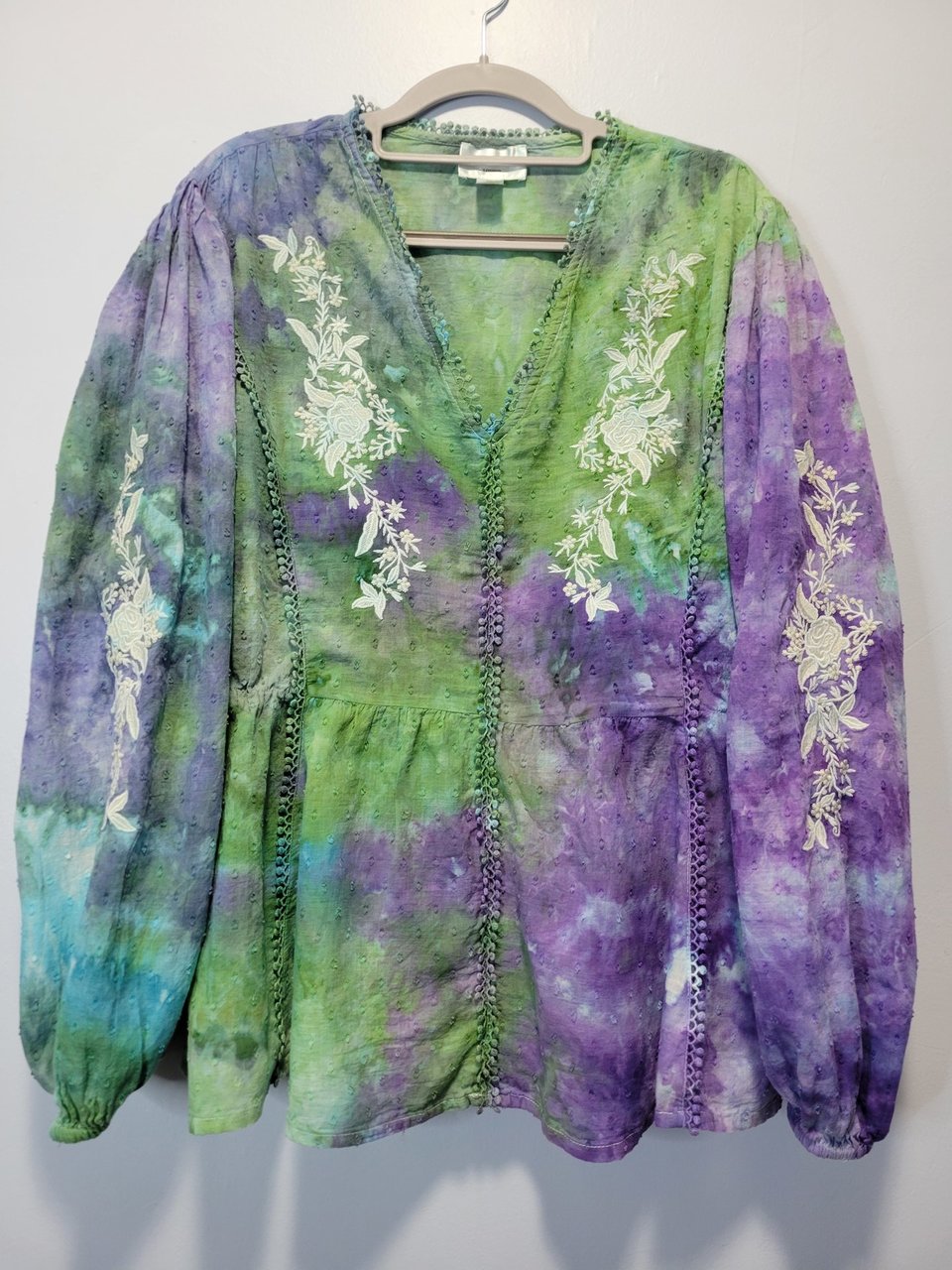 Size 16-18 Cotton Blouse, Watercolor Garden