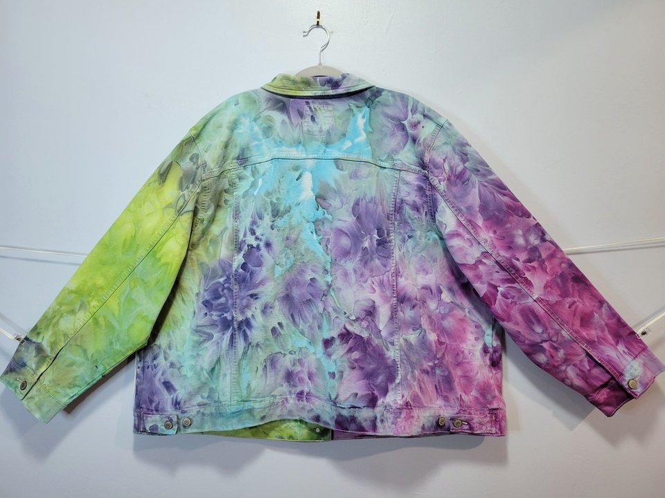 3X/4X Denim Jacket, Garden Watercolor