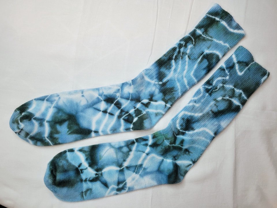Socks, Bamboo, Size 11-13 Crew, Teal Garden Geode