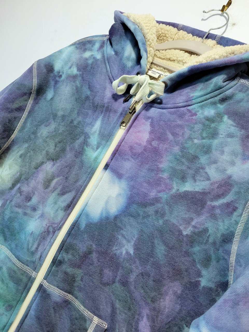 XL Sherpa Lined Hoodie, Cool Watercolor