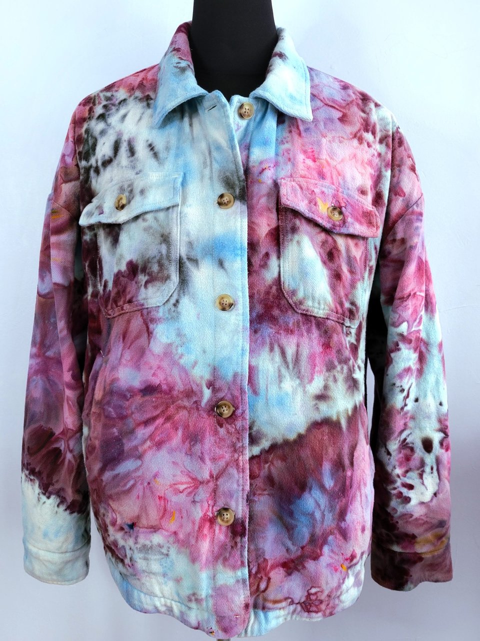 XXL Sherpa Lined Flannel Shacket, Peonies