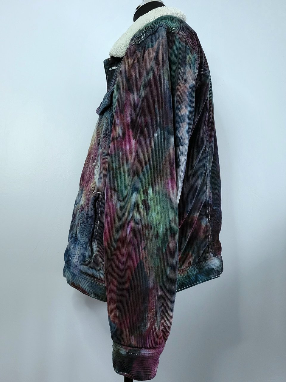 XXL Sherpa Lined Courderoy Jacket, Plum & Teal