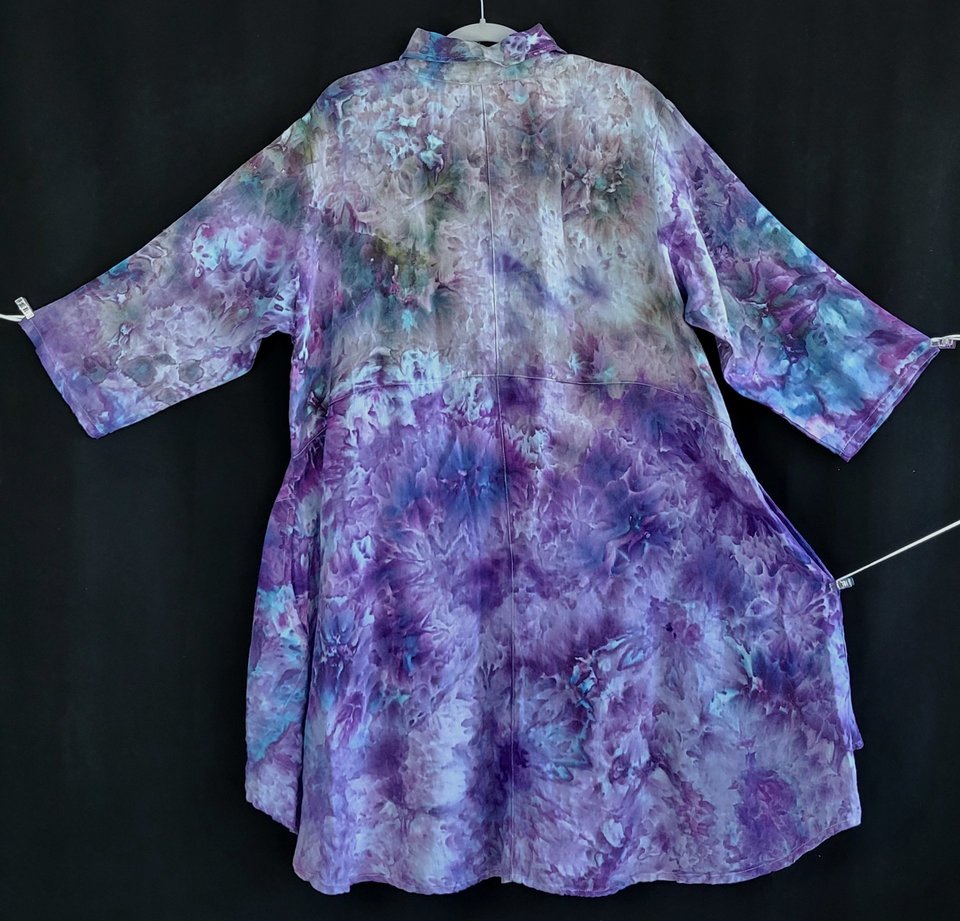 2X/3X Linen Hi-Low Shirt, Purple Watercolor