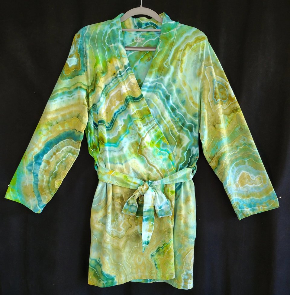 S/M Wrap Cardigan Robe, Wasabi Spice Geode