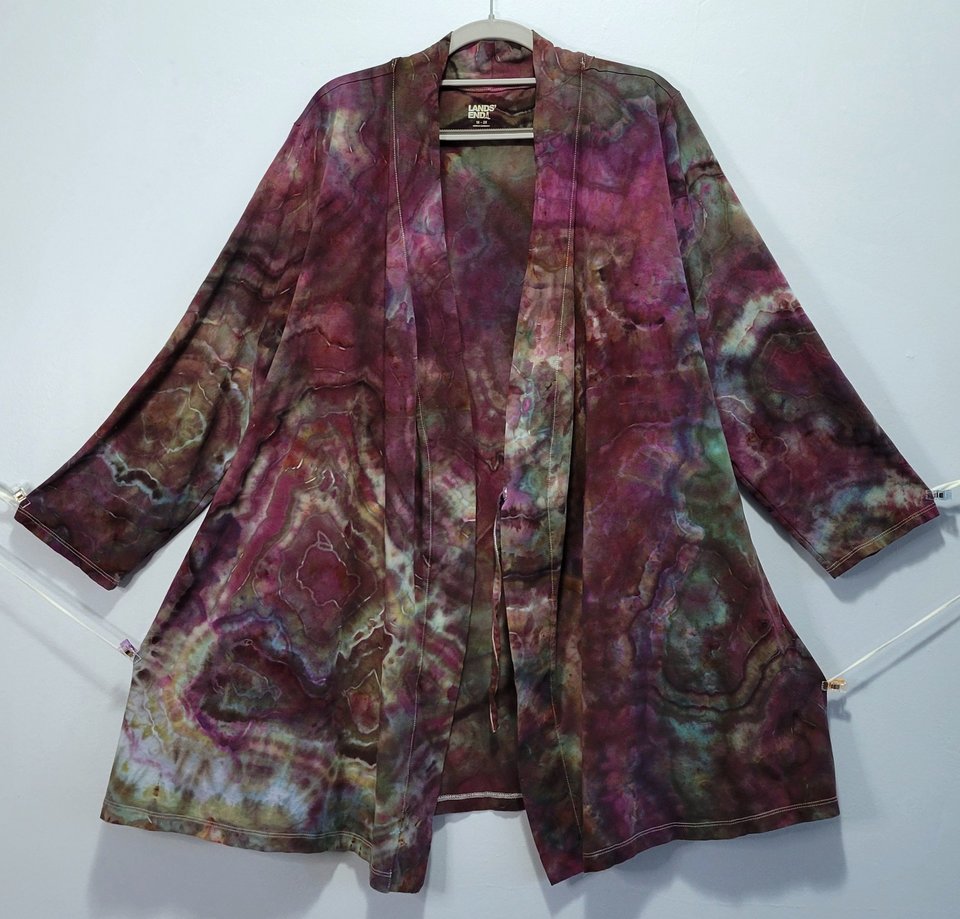 1x/2x Cardigan Robe, Plum Geode