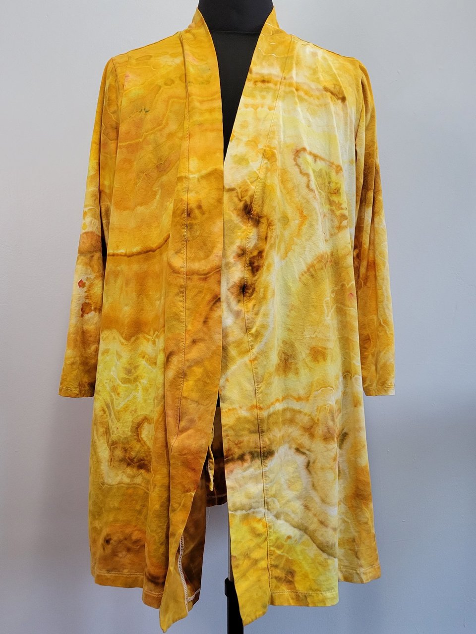 1x/2x Wrap Cardigan Short Robe, Yellow Jasper