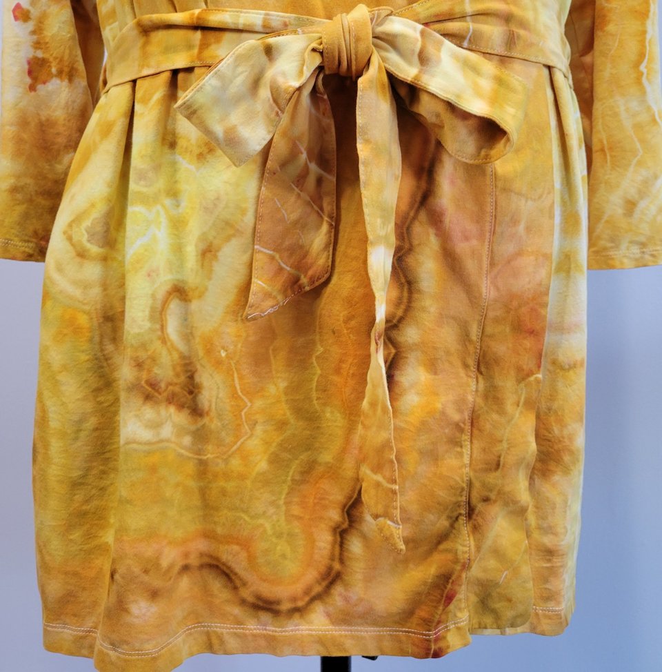 1x/2x Wrap Cardigan Short Robe, Yellow Jasper