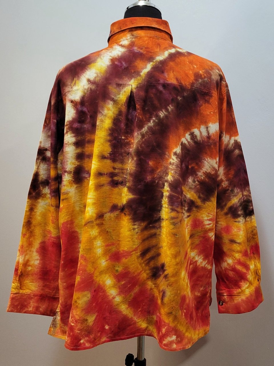 3XL Linen Shirt, Plum Fire Ripple