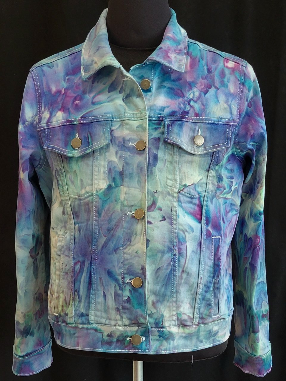 L Denim Jacket, Iris Watercolor