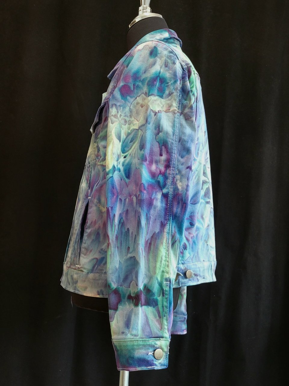 L Denim Jacket, Iris Watercolor
