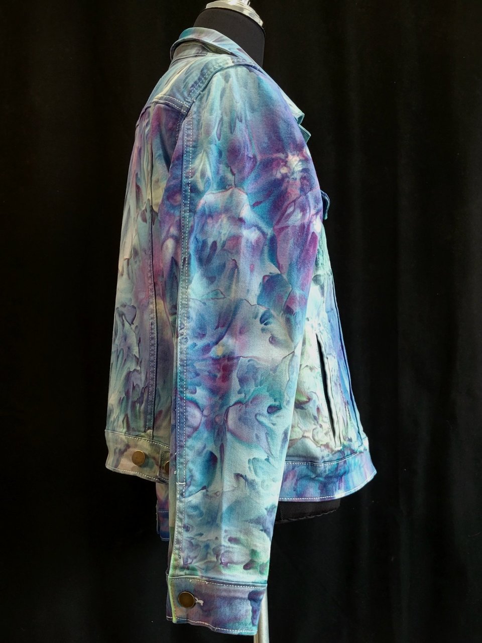 L Denim Jacket, Iris Watercolor