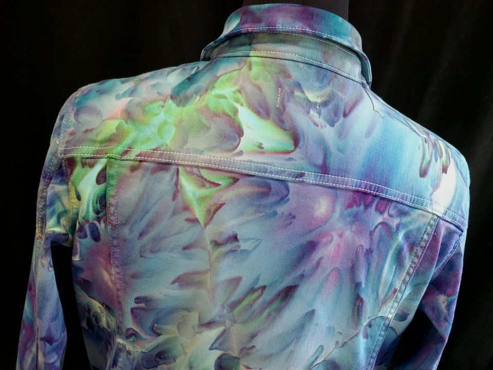 L Denim Jacket, Iris Watercolor