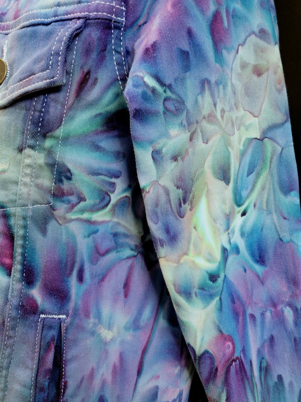 L Denim Jacket, Iris Watercolor
