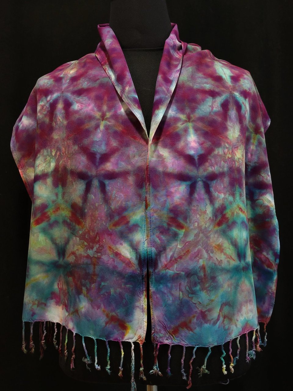 Scarf, Bamboo, Strawberry Skies Shibori