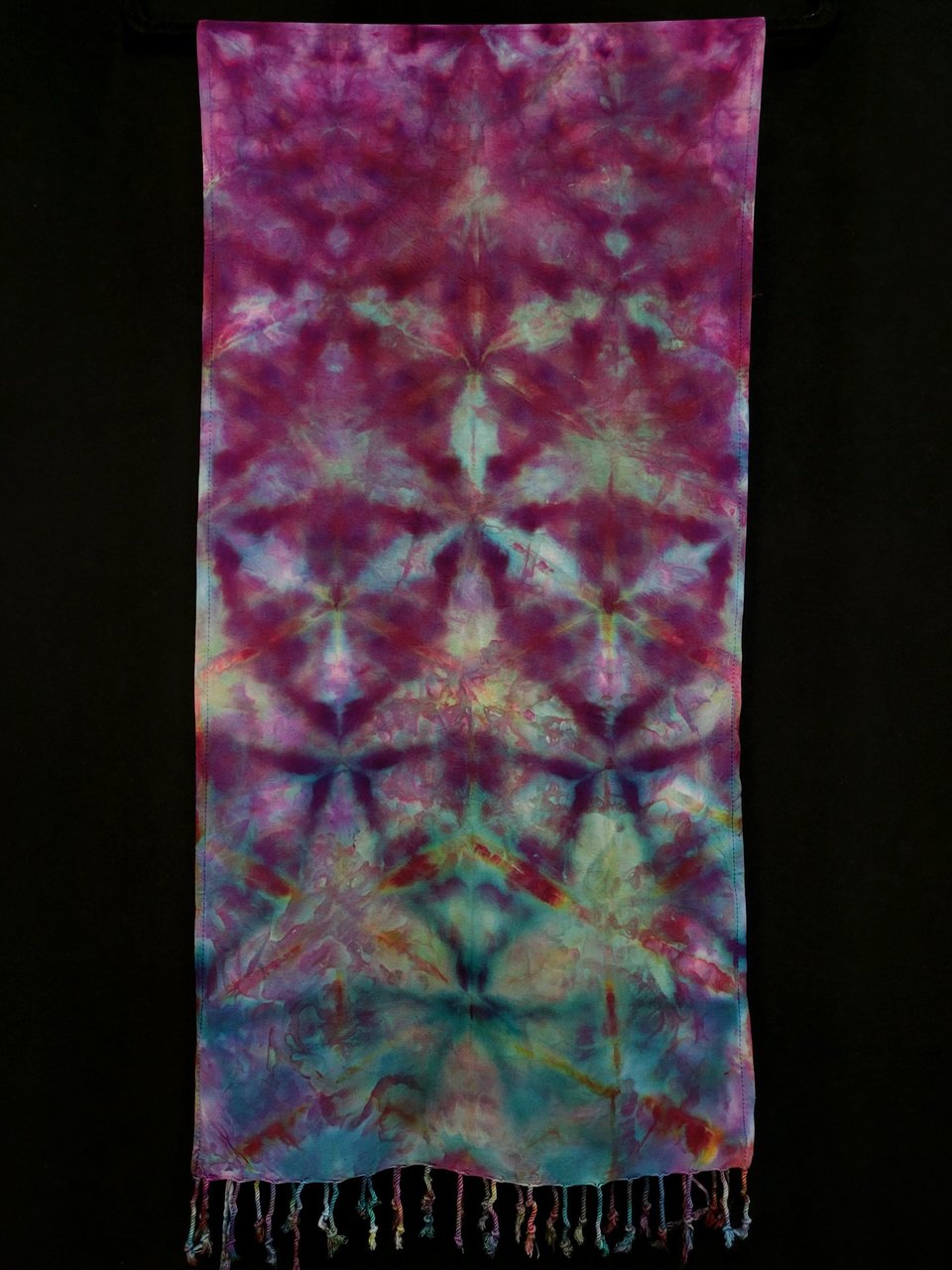 Scarf, Bamboo, Strawberry Skies Shibori