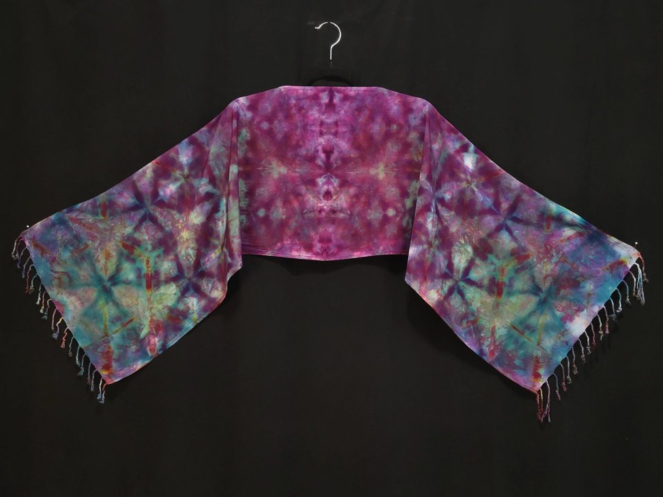 Scarf, Bamboo, Strawberry Skies Shibori