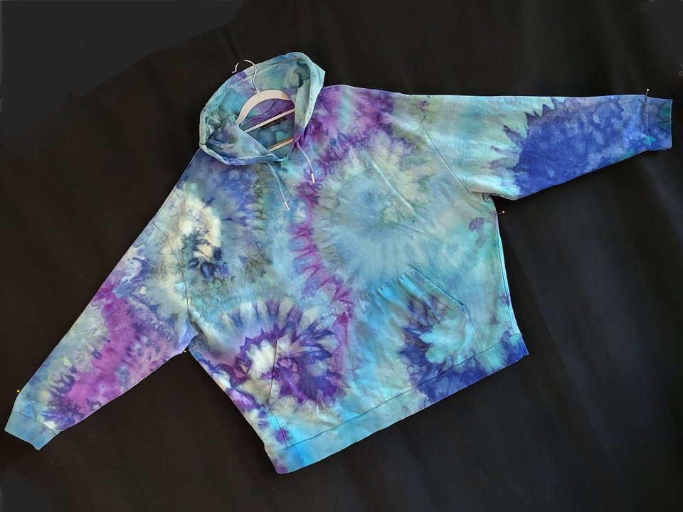 4X French Terry Hoodie, Violet Waves