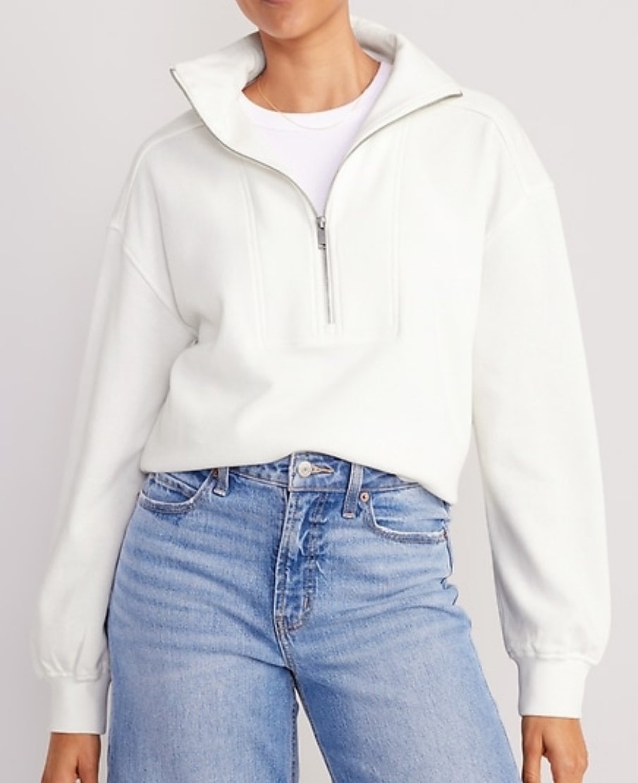 XXL Petite Half Zip Pullover, Hydrangeas