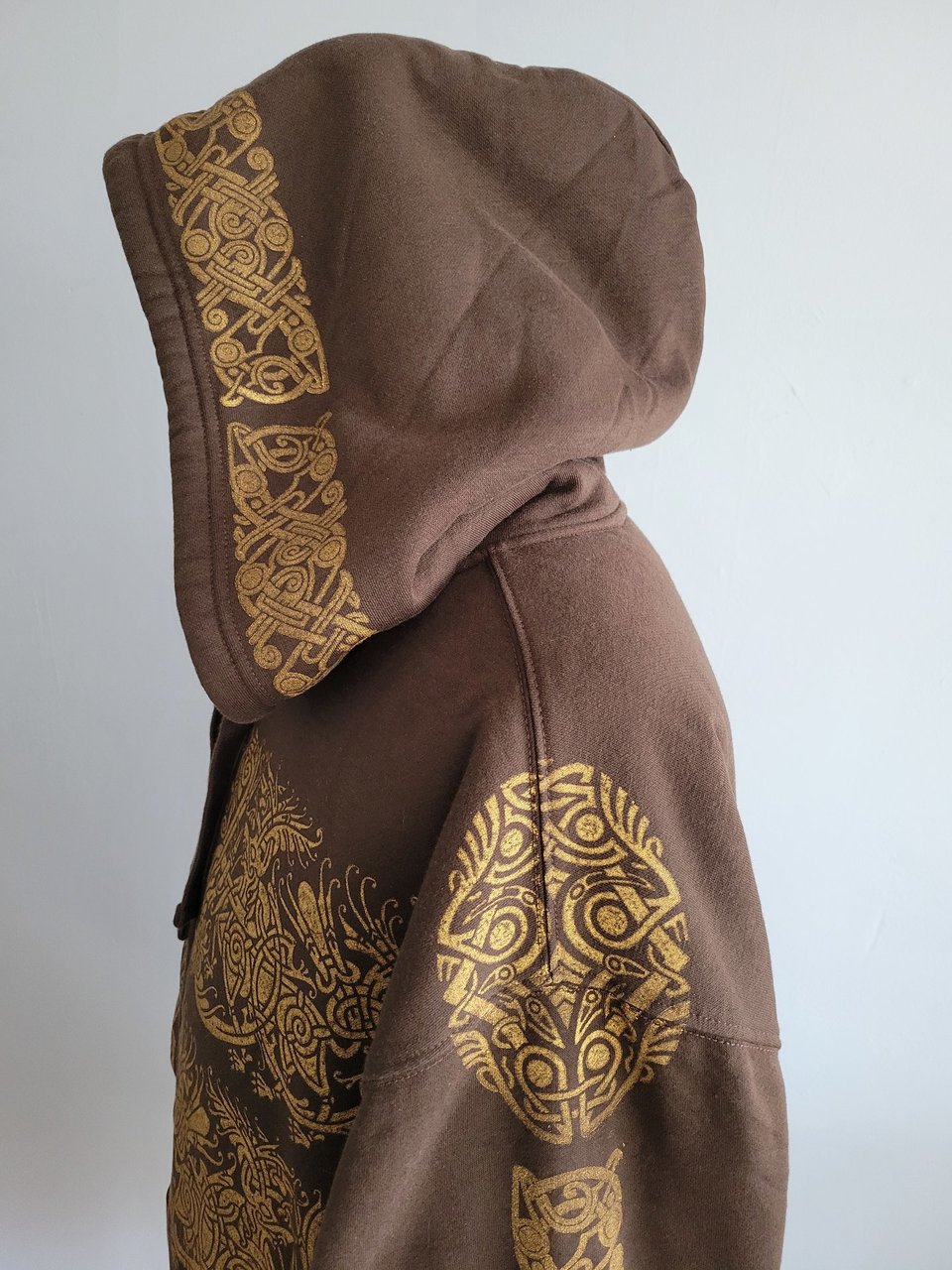 XXL Tall Sherpa Lined Hoodie, Norse Block Printed