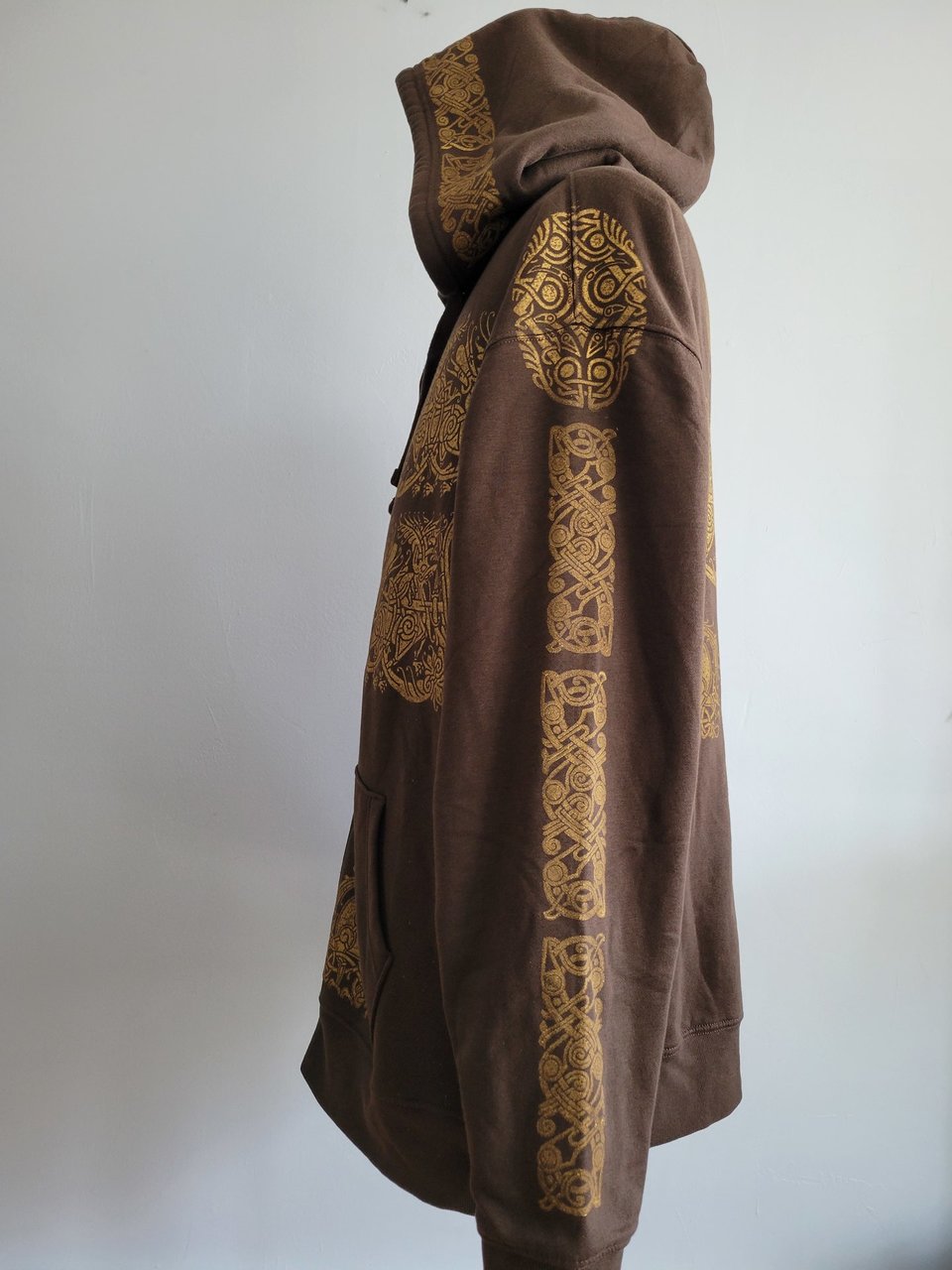 XXL Tall Sherpa Lined Hoodie, Norse Block Printed