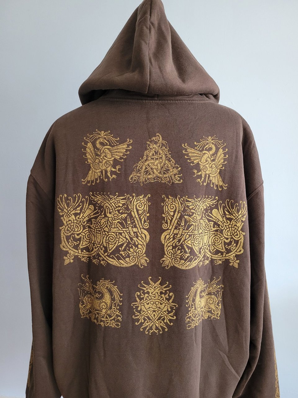 XXL Tall Sherpa Lined Hoodie, Norse Block Printed