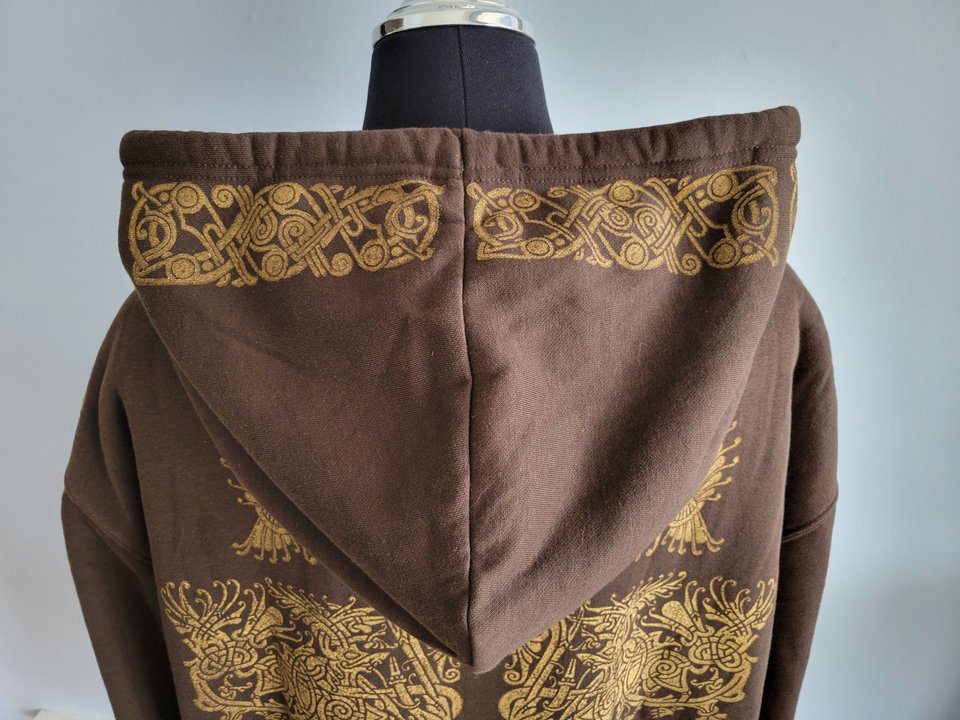 XXL Tall Sherpa Lined Hoodie, Norse Block Printed