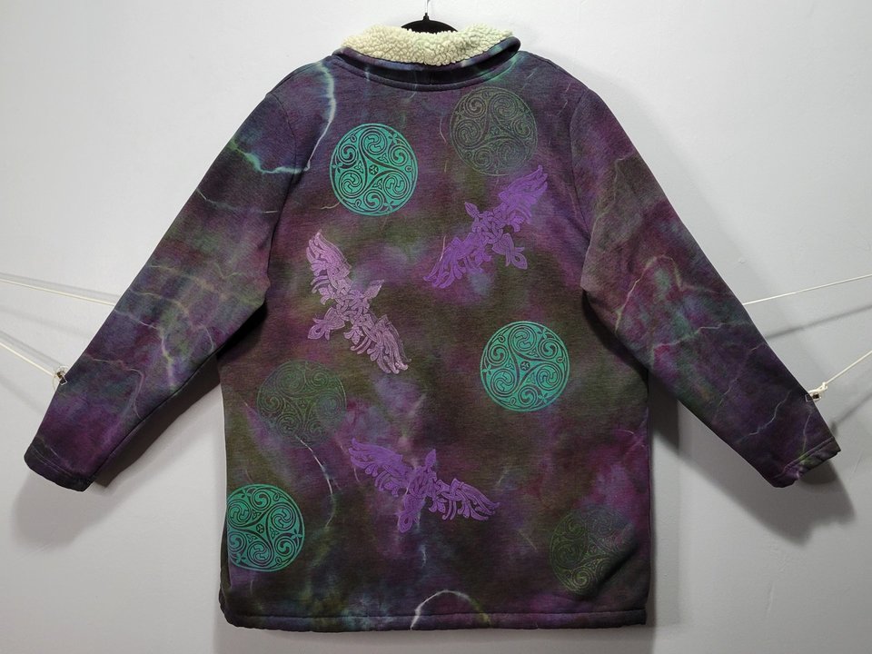 1X/2X Sherpa Lined Cardigan, Celtic Ravens