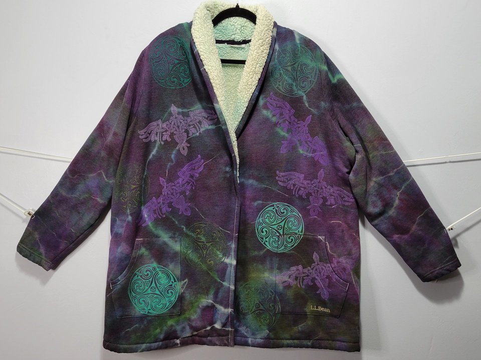 1X/2X Sherpa Lined Cardigan, Celtic Ravens