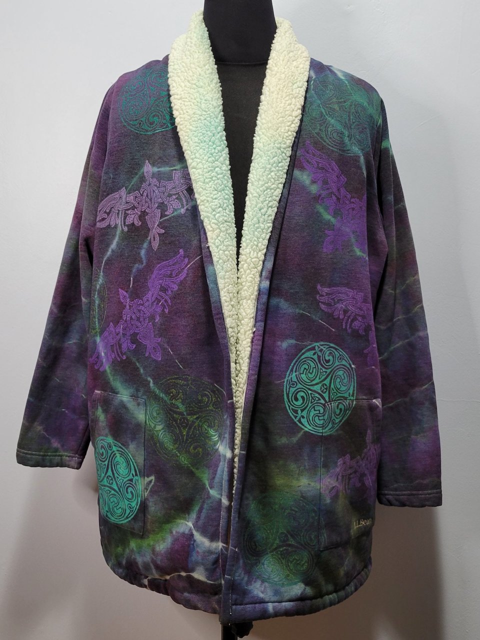 1X/2X Sherpa Lined Cardigan, Celtic Ravens