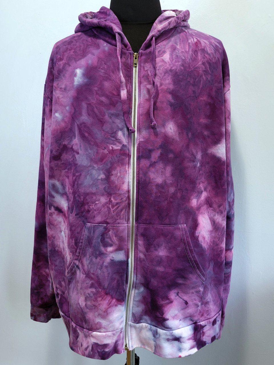 3XL/2XL Zip-Up Hoodie, Elderberry Watercolor