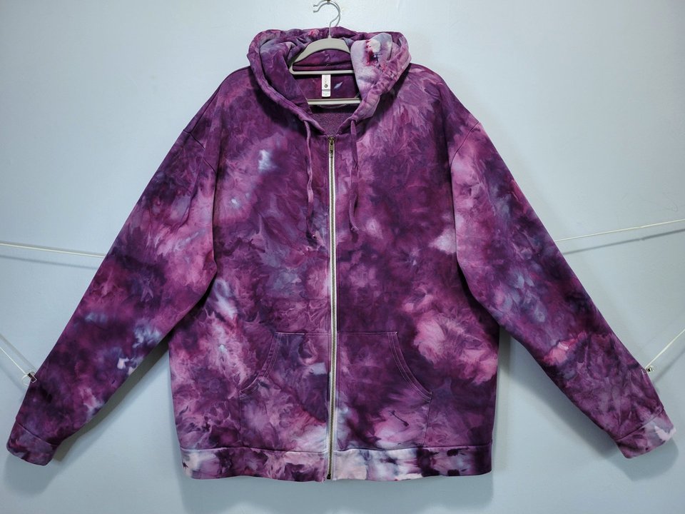 3XL/2XL Zip-Up Hoodie, Elderberry Watercolor