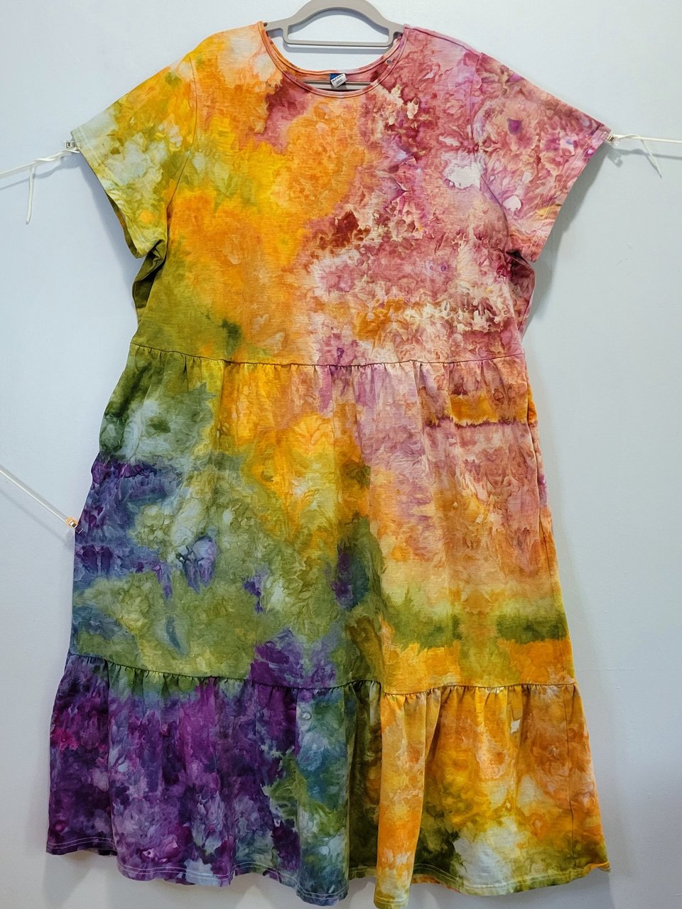 3X Tiered T Maxi Dress, Rainbow Garden