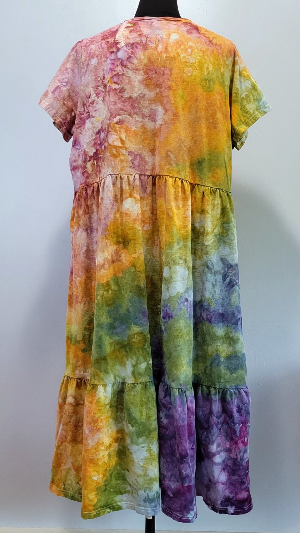 3X Tiered T Maxi Dress, Rainbow Garden