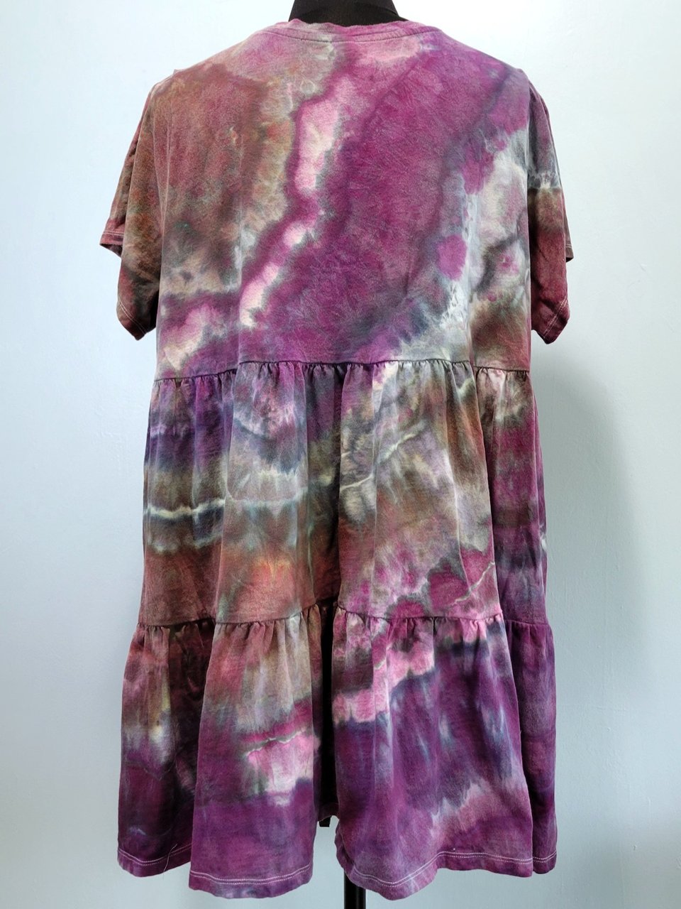 2X Tiered Mini Dress, Eggplant Geode