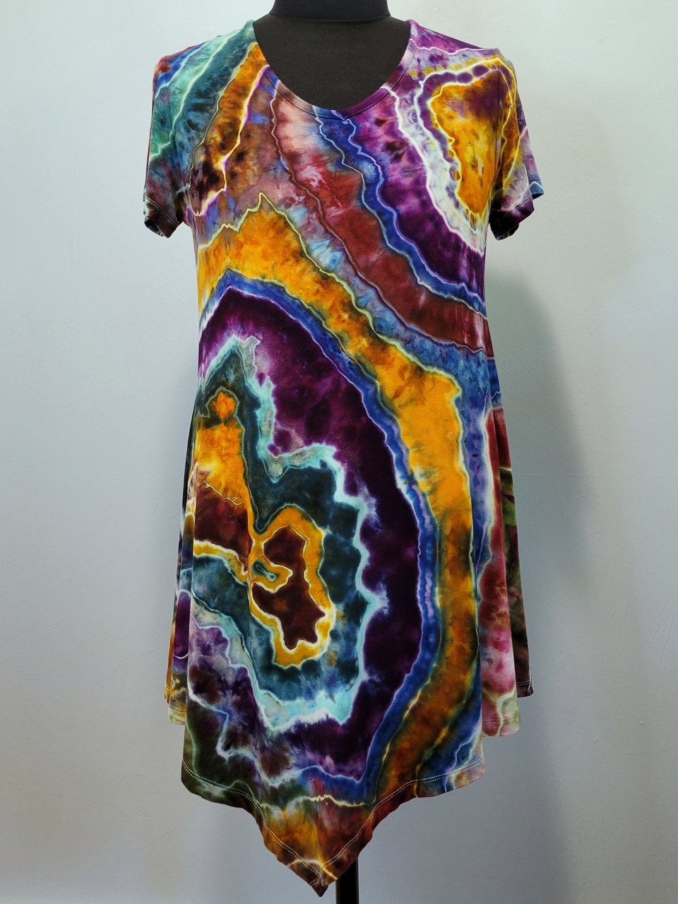 XL Rayon Hanky Hem Tunic, Rainbow Jasper