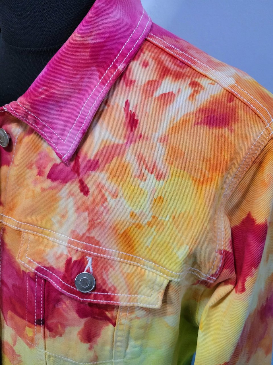 XL Denim Jacket, Rainbow Watercolor