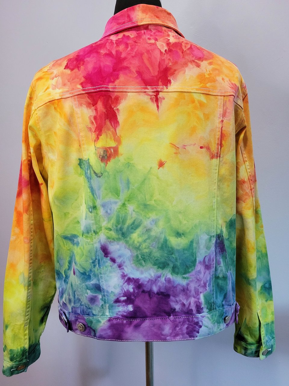 XL Denim Jacket, Rainbow Watercolor