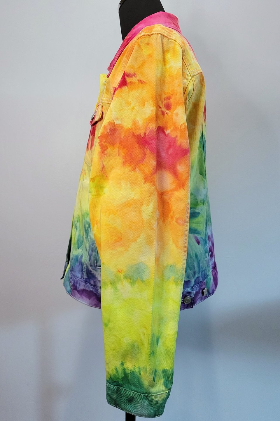 XL Denim Jacket, Rainbow Watercolor