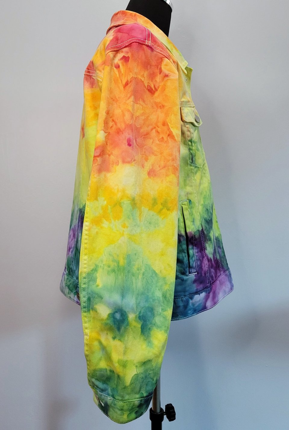 XL Denim Jacket, Rainbow Watercolor