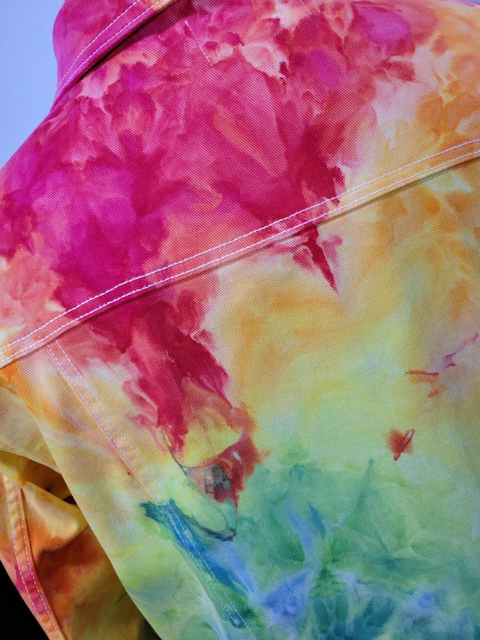 XL Denim Jacket, Rainbow Watercolor