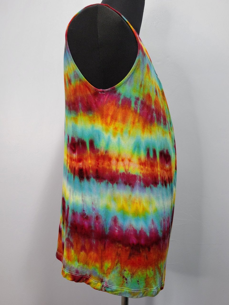 XL Button Back Tank, Teal Berry